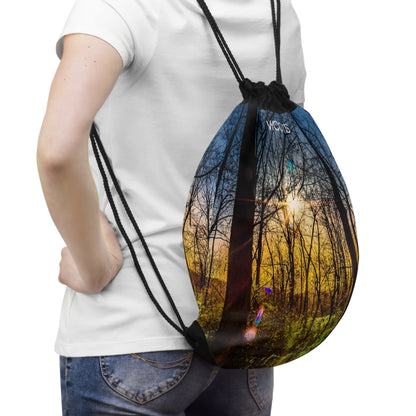 Drawstring Bag with Beautifull High-Res, Golden Hour Forest Image