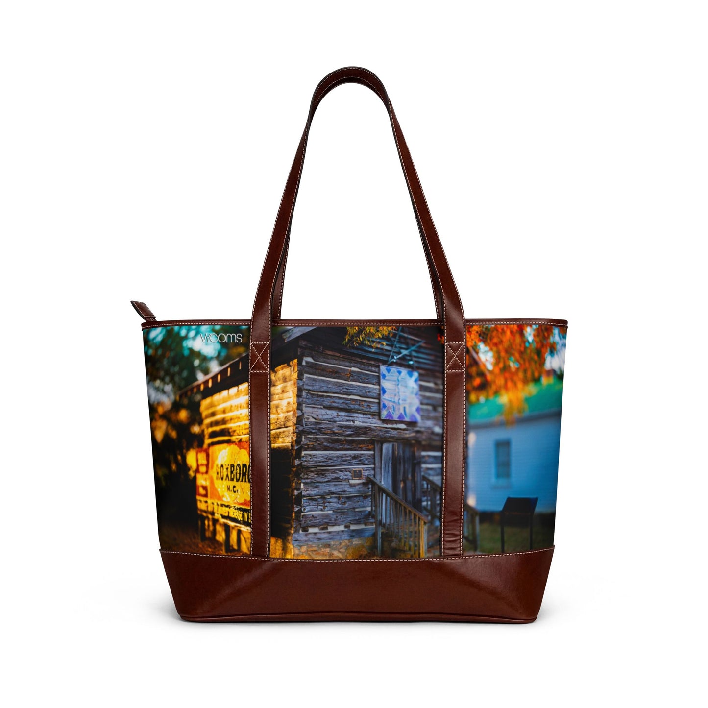 Rustic Cabin Handbag – Vintage Barn Scene Tote for Autumn & Country Living