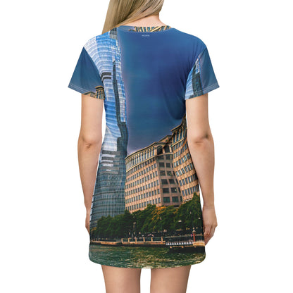 Cristal Building Cityscape Dress — New Jersey Urban Riverfront Skyline