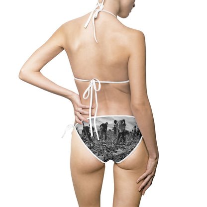 Farmers Plowing the Land Women's Bikini Swimsuit — Agricultural Print Beachwear