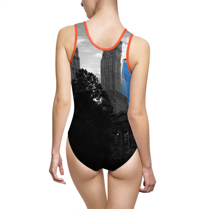 Manhattan Echo Swimsuit – Monochromatic Cityscape Edition