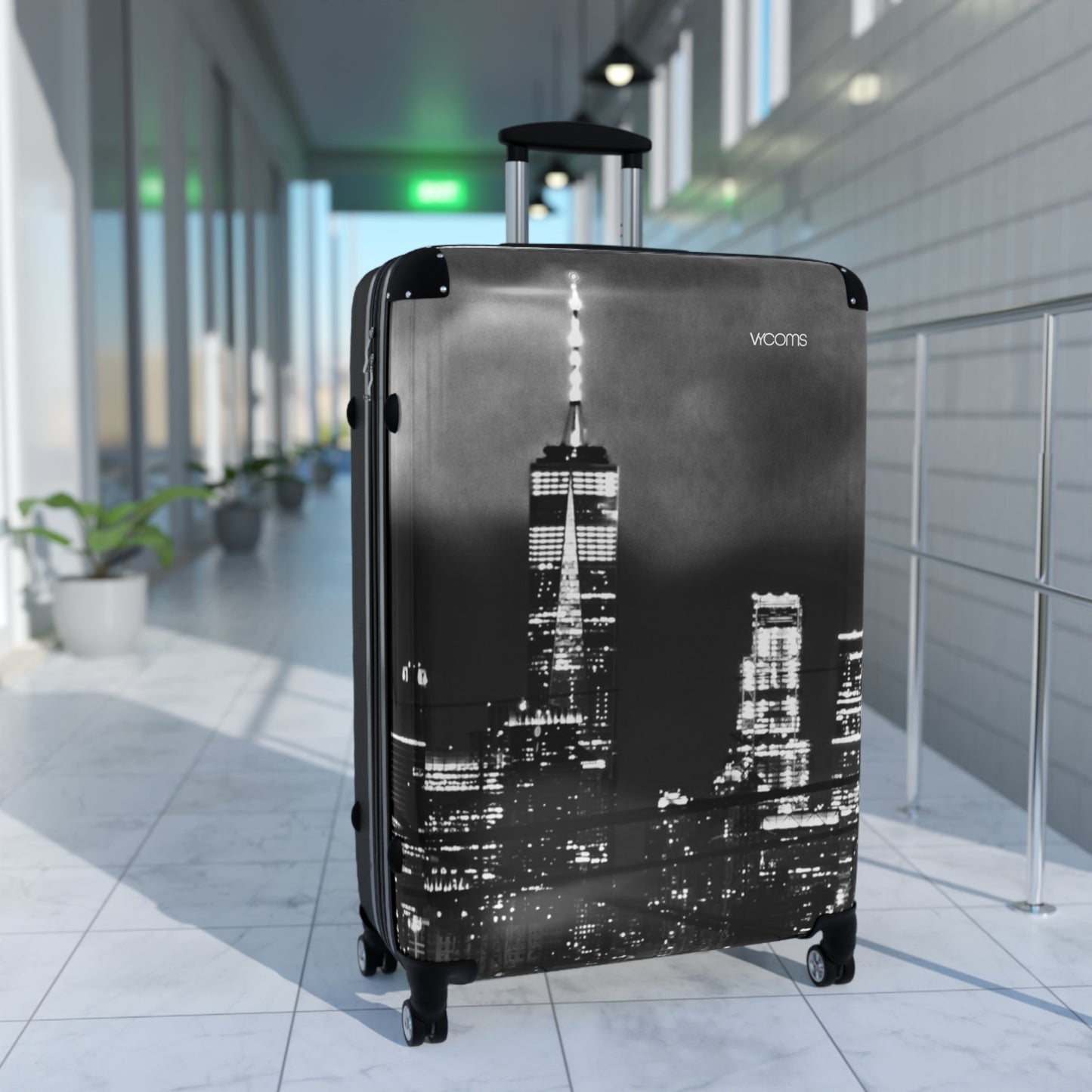 City Skyline Carry-On Suitcase — Black & White New York Travel Luggage