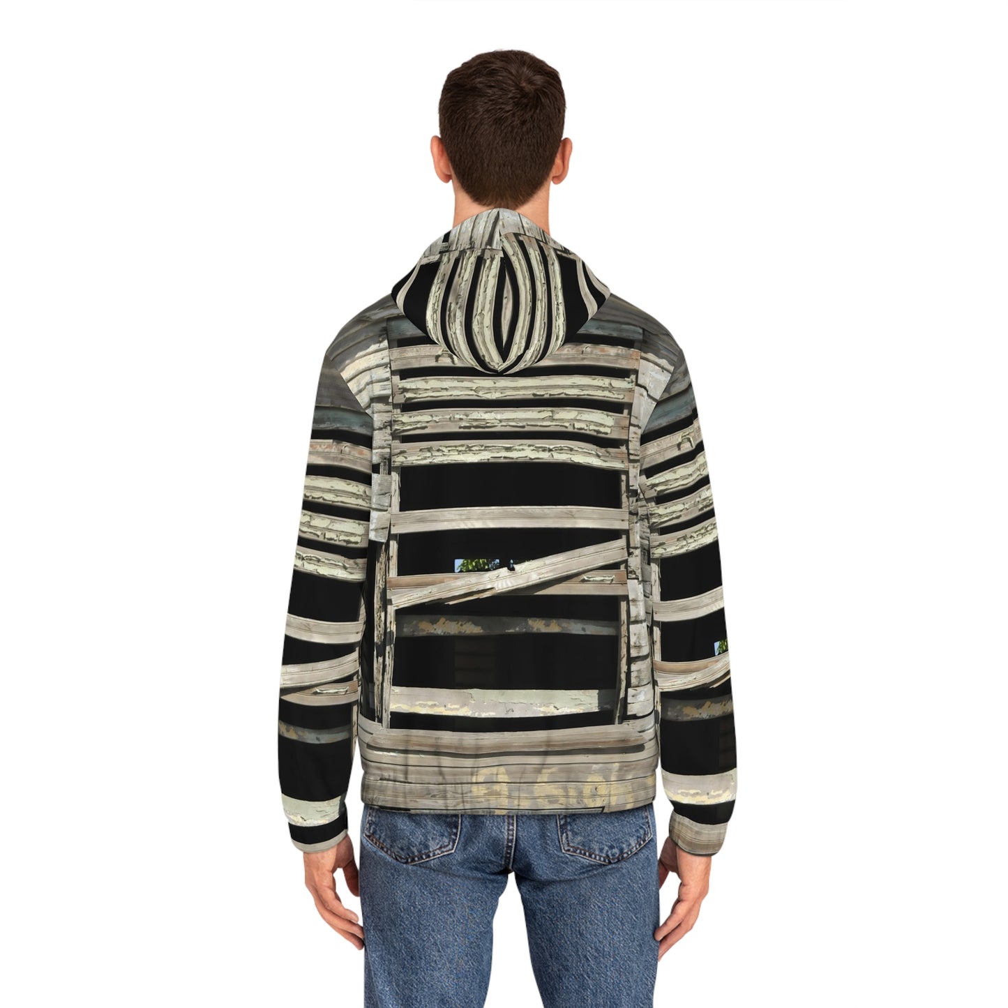Rustic Weathered Wood Window Full-Zip Hoodie