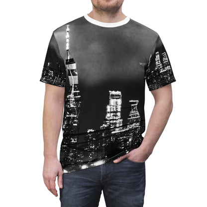 City Nightscape Tee — Black & White Skyline