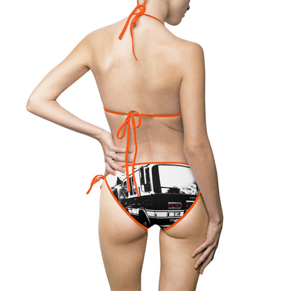Vintage Fire Truck Bikini - Retro Black & White Fire Truck Bikini