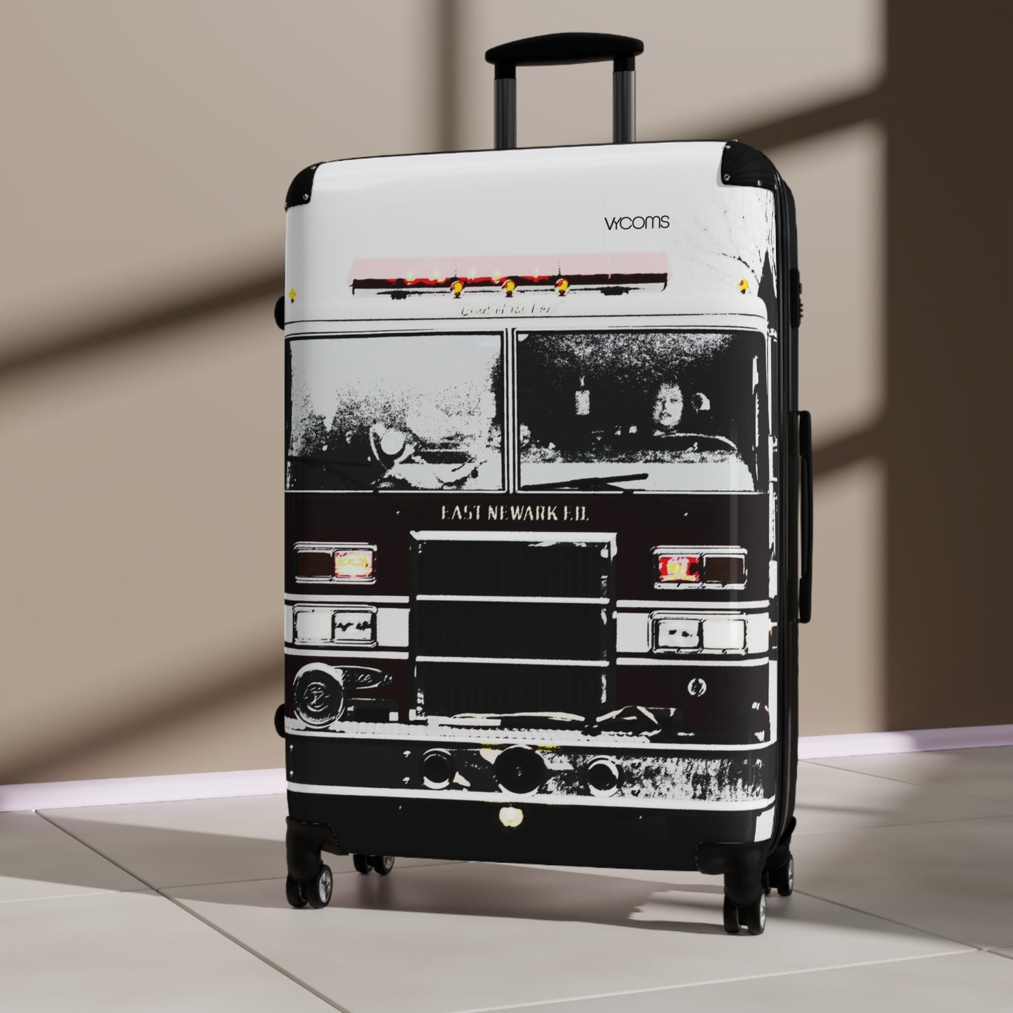 Vintage Fire Truck Carry-On Suitcase — Retro Emergency Vehicle Luggage