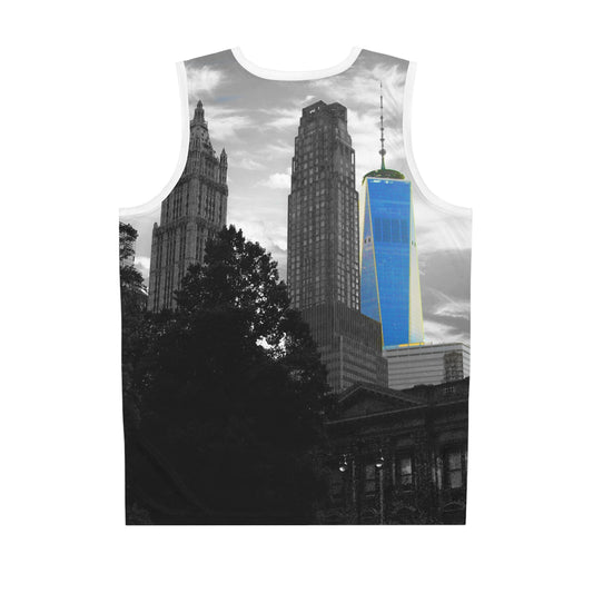 Lower Manhattan Basketball Jersey — One World Trade Center Skyline