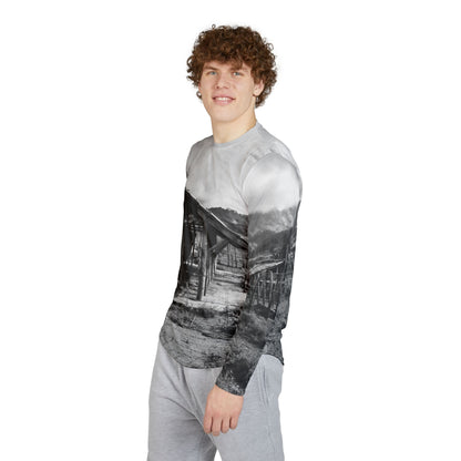 Men's Vintage Ranch UV Protection Long-Sleeve Shirt — Black & White Scenic