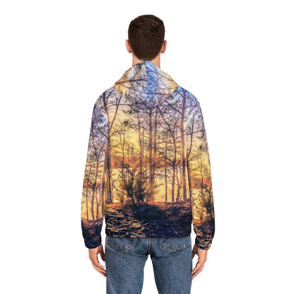 Sunset Forest Zip Hoodie — Nature Scenery Full-Zip Hoodie