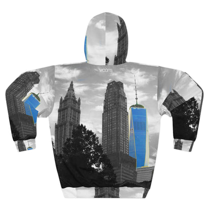 Men Pullover Hoodie decorated with a beautiful New York urban landscape image.