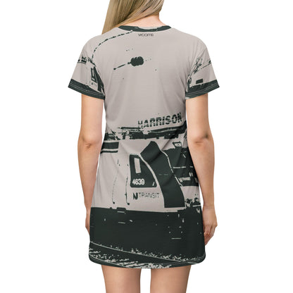 Train at Harrison Station Dress – B&W Commuter Edition