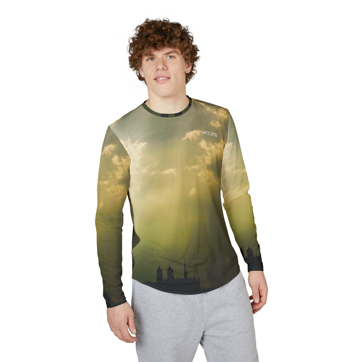 Men’s UV Protection Long Sleeve Shirt – Newark Cathedral Cloudy Day Skyline