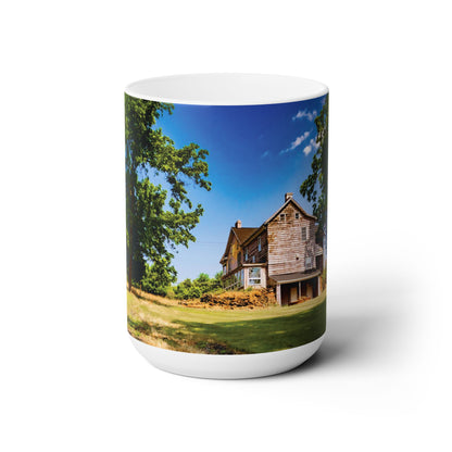 Elegant 15oz Ceramic Coffee Mug printed with a beautiful image of a country side.