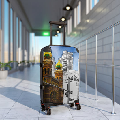 Cityscape Carry-On Suitcase — Vintage Church & Modern Skyline Travel Luggage