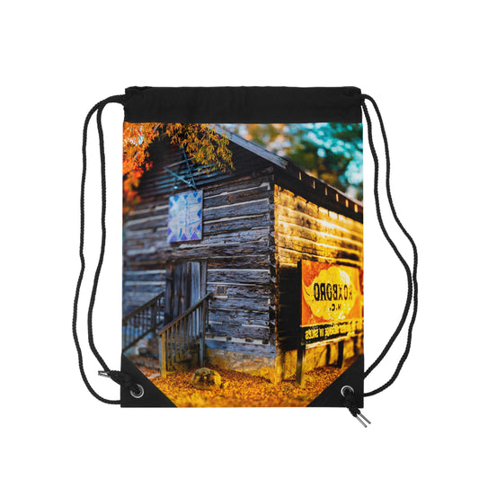 Rustic Drawstring Bag with Vintage Barn Design - Perfect for Outdoor Adventures & Daily Use