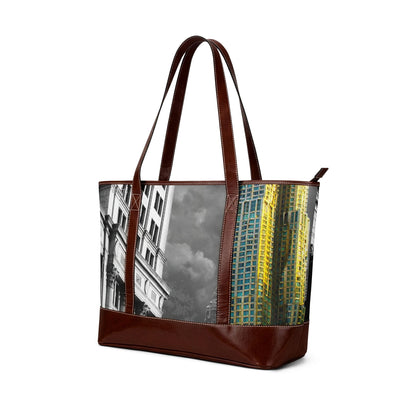 Cityscape Tote Handbag — Modern Urban Skyline