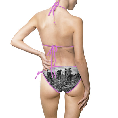Farmers Plowing the Land Women's Bikini Swimsuit — Agricultural Print Beachwear