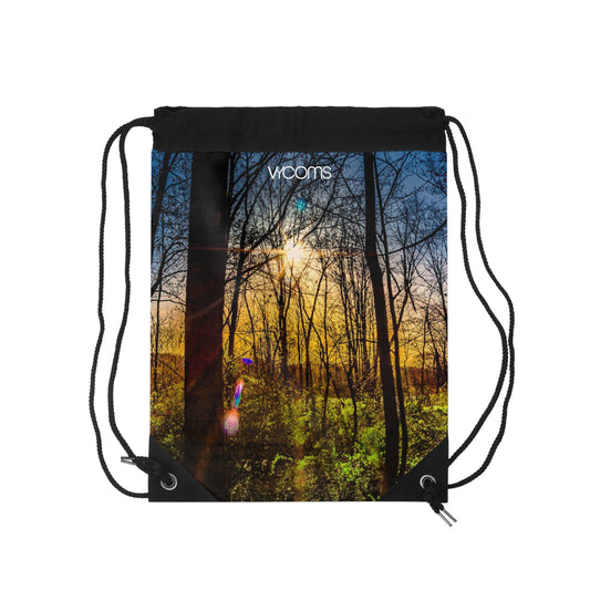 Drawstring Bag with Beautifull High-Res, Golden Hour Forest Image