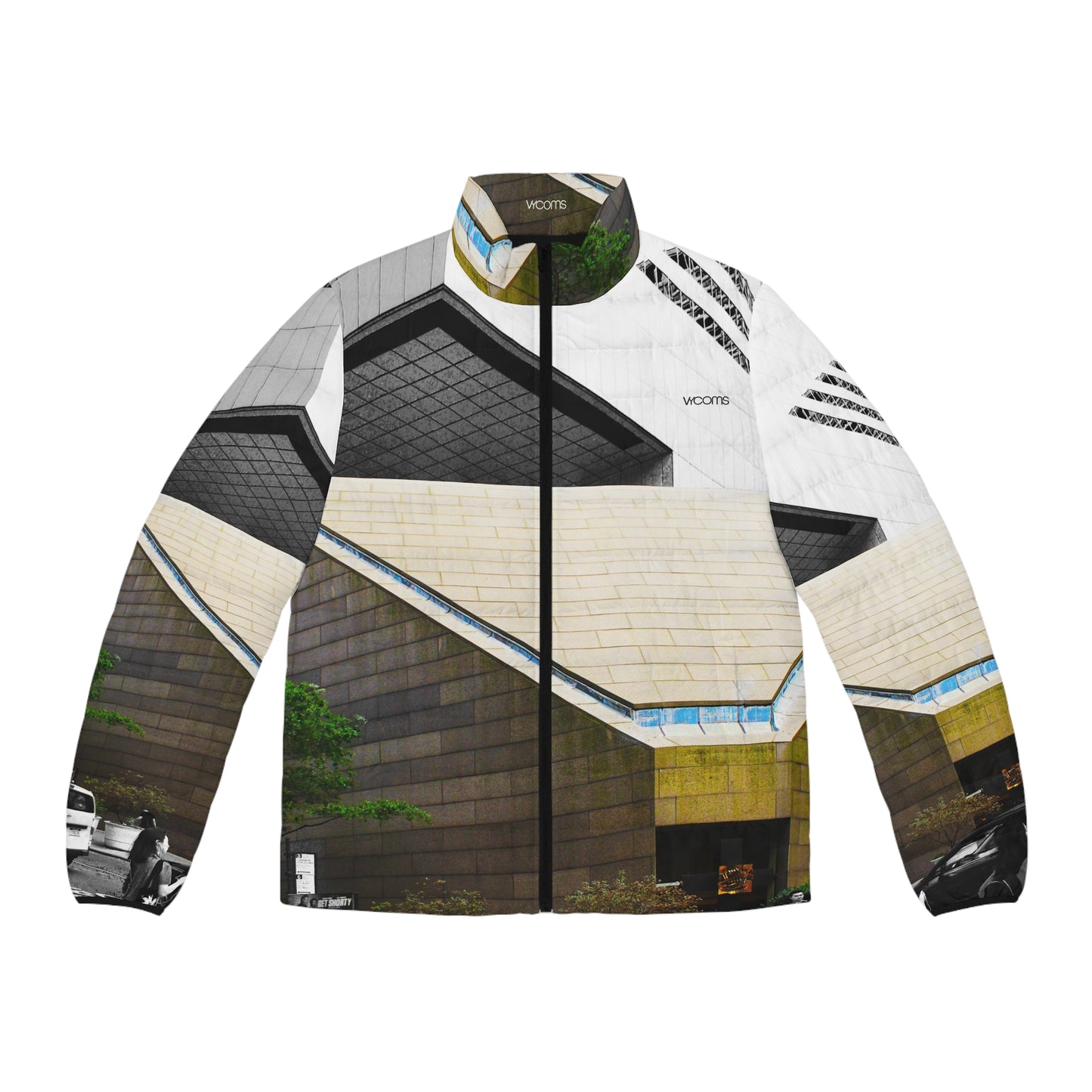 New York Architectural Puffer Jacket — Middle Town Modern Concrete Church