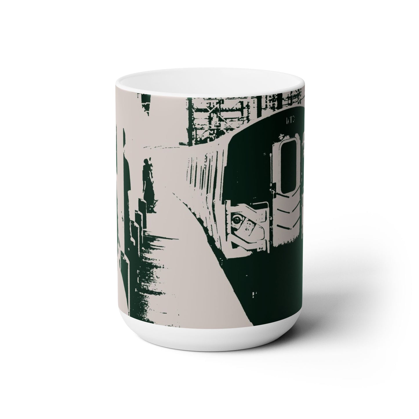 Elegant 15oz Ceramic Coffee Mug printed with a beautiful train image.