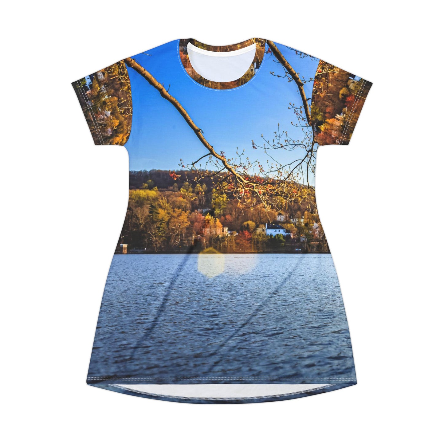 Autumn Lakeview Dress – Scenic Fall Waterfront Vibe