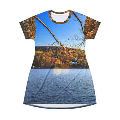 Autumn Lakeview Dress – Scenic Fall Waterfront Vibe