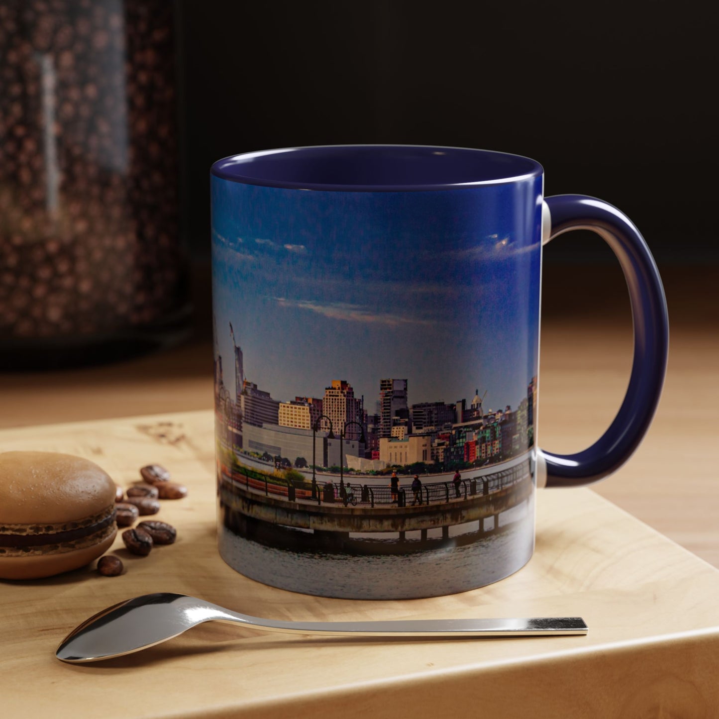 Two Tone 11oz Ceramic, Coffe Mug, Printed with a High-Res Elegant New New York City View Image