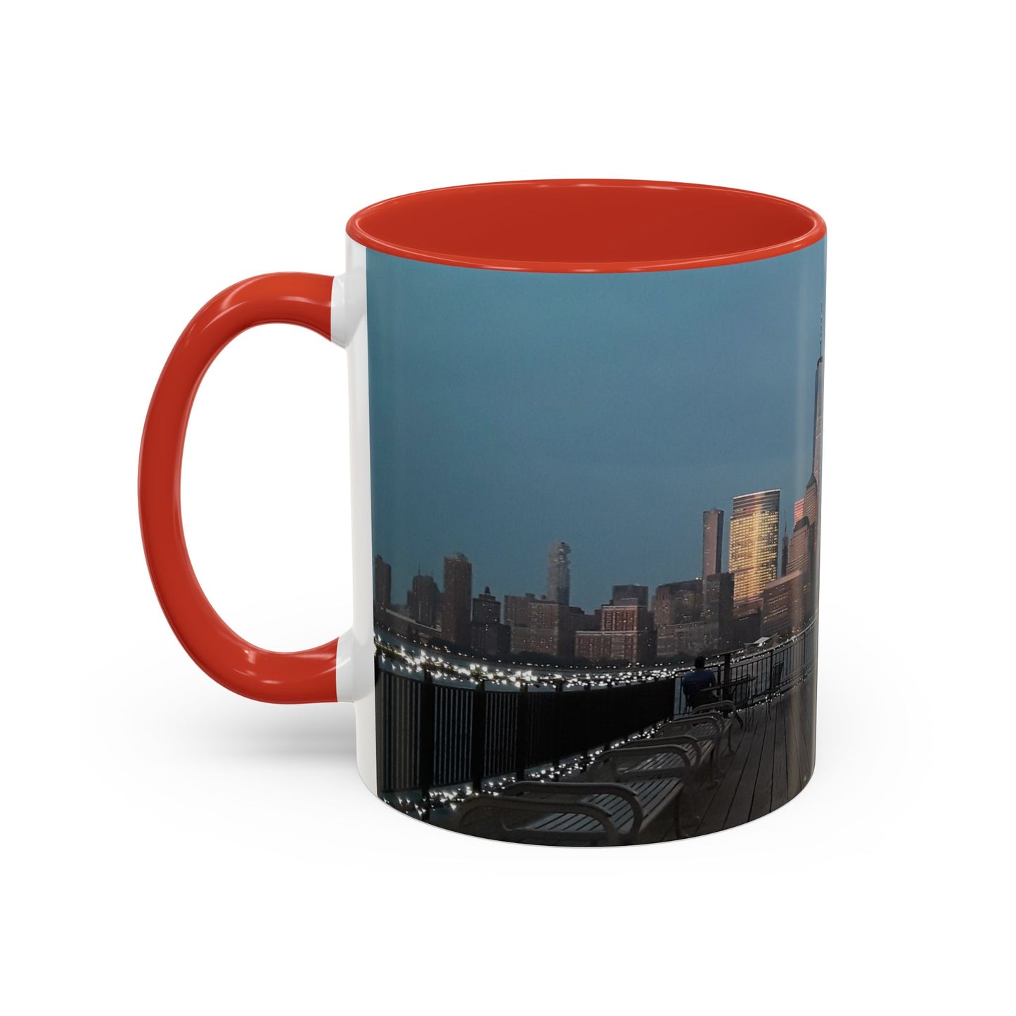 Two Tone 11 oz. Ceramic Mug, Printed with a High-Res Image of  New  York City View.