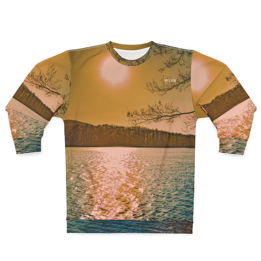 Franklin Lakes Sunset Scenic Sweatshirt — Vintage Watercolor Landscape