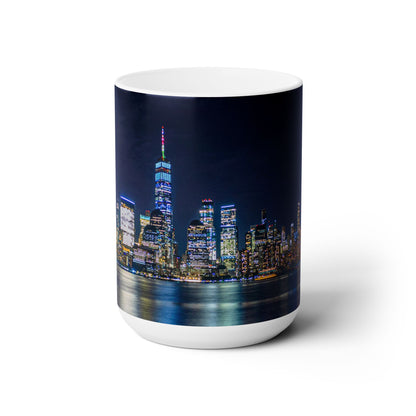 Elegant 15oz Ceramic Coffee Mug printed with a beautiful NY Skyline image.