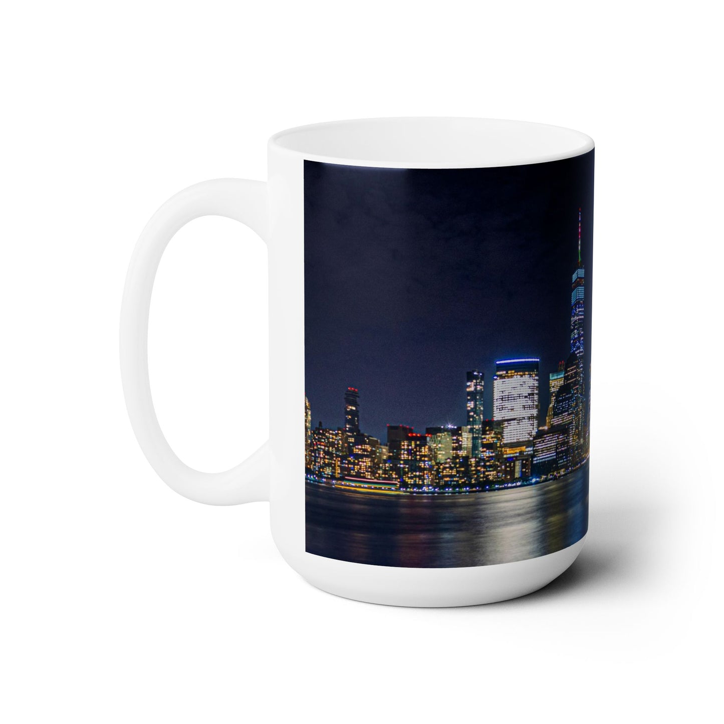 Elegant 15oz Ceramic Coffee Mug printed with a beautiful NY Skyline image.