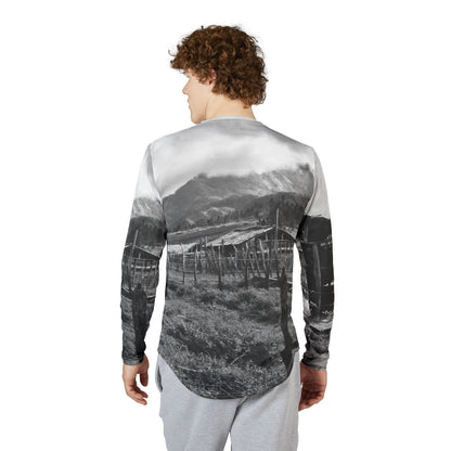 Men's Vintage Ranch UV Protection Long-Sleeve Shirt — Black & White Scenic