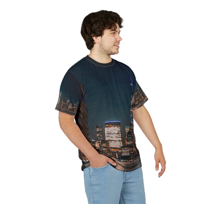NYC Lower West Side Skyline Night Tee — Hudson River Photo Print