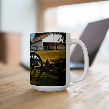 Elegant 15oz Ceramic Coffee Mug Printed with a Gettysburg Battle Field Cannon.