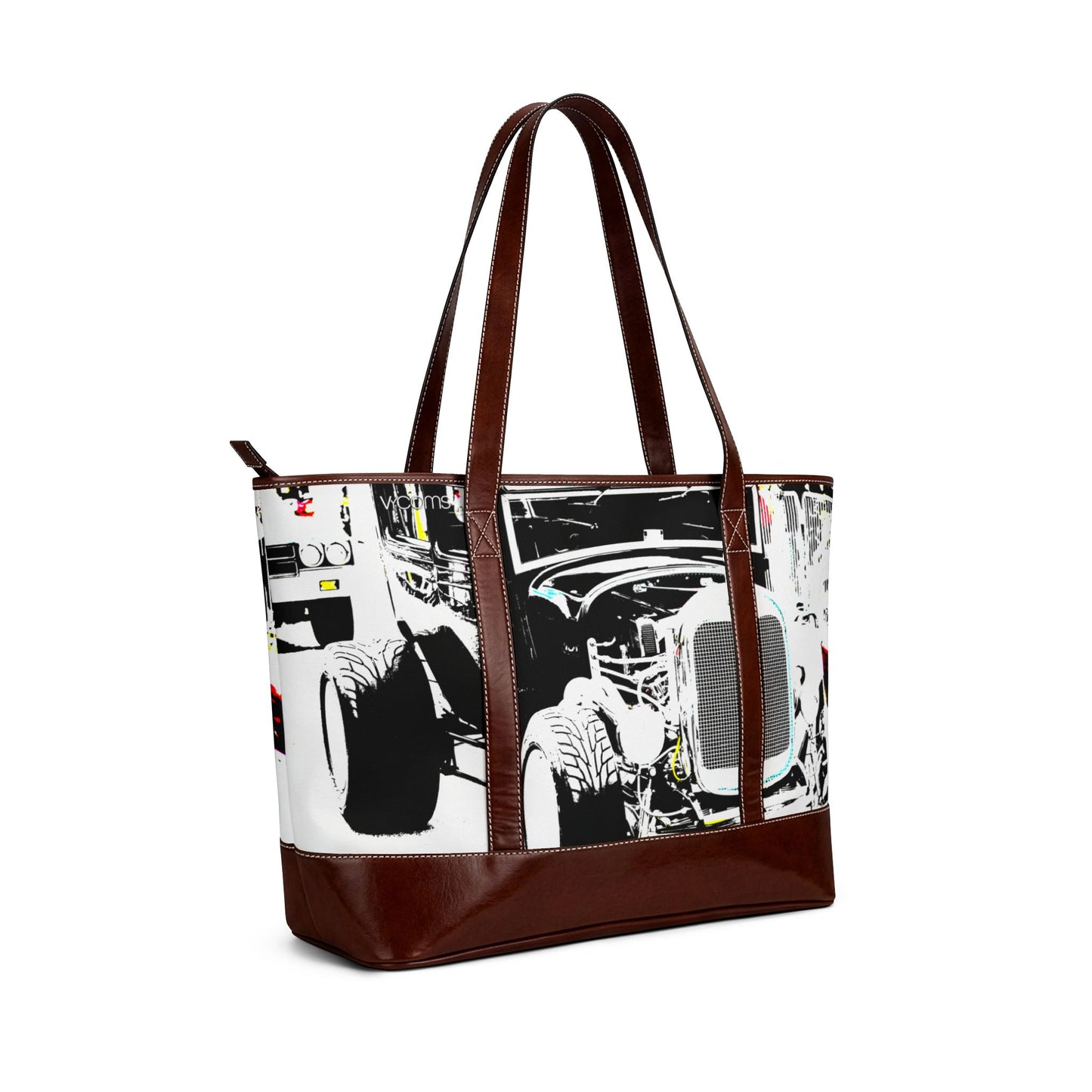 Vintage Hot Rod Tote Handbag — Retro Car Art Shoulder Bag