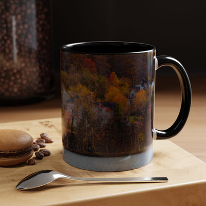 Two Tones, 11oz Ceramic Coffe Mug with Elegant High-Res, Full Color Natural Landscape Image.