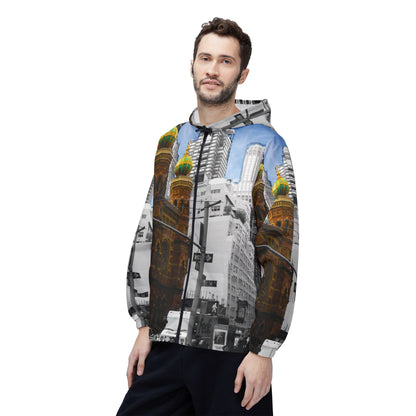 New York Environment Windbreaker Jacket — Cityscape Photo All-Over Print