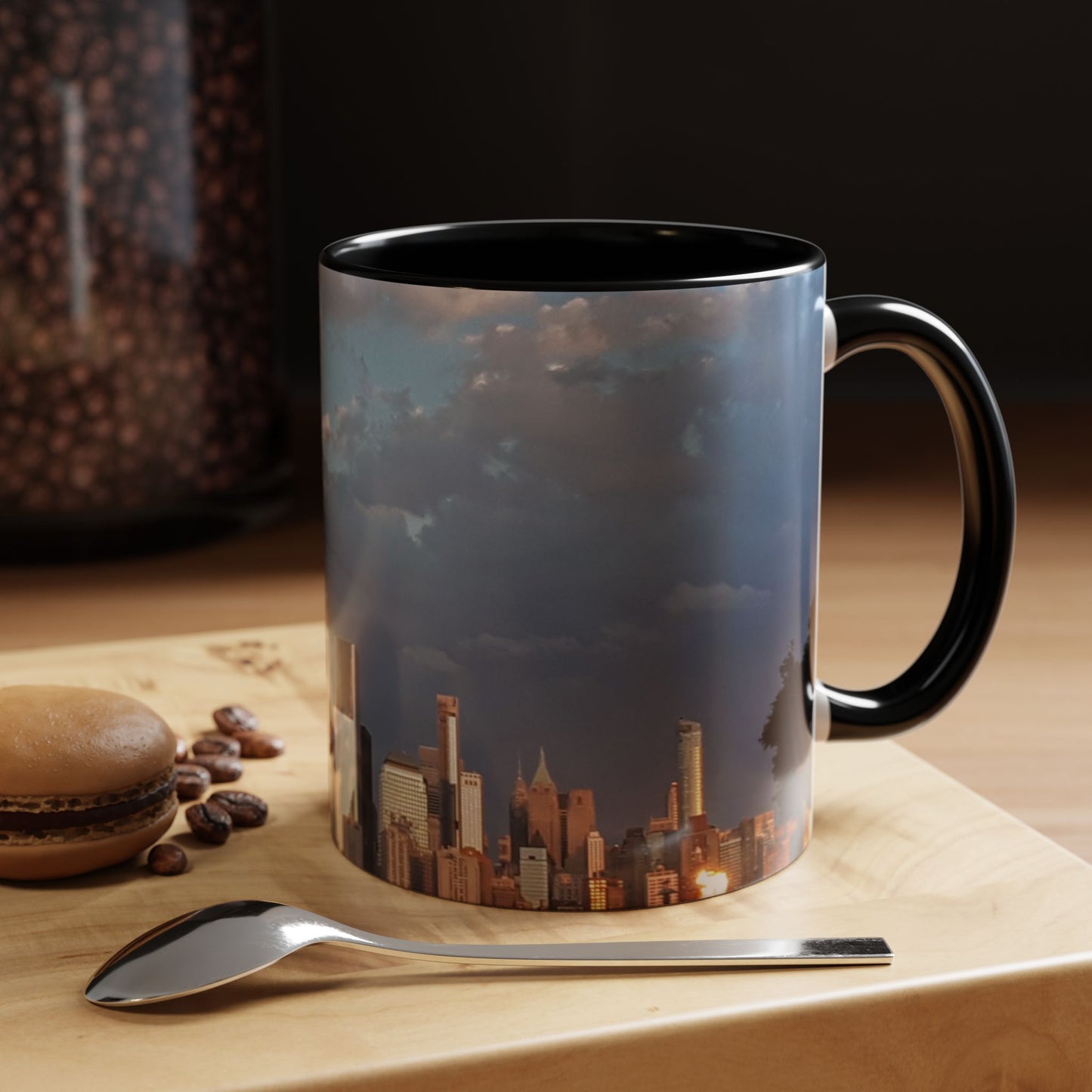 Two Tone Ceramic 11oz. Mug, Printed with a High-Res Image of  New  York City View.