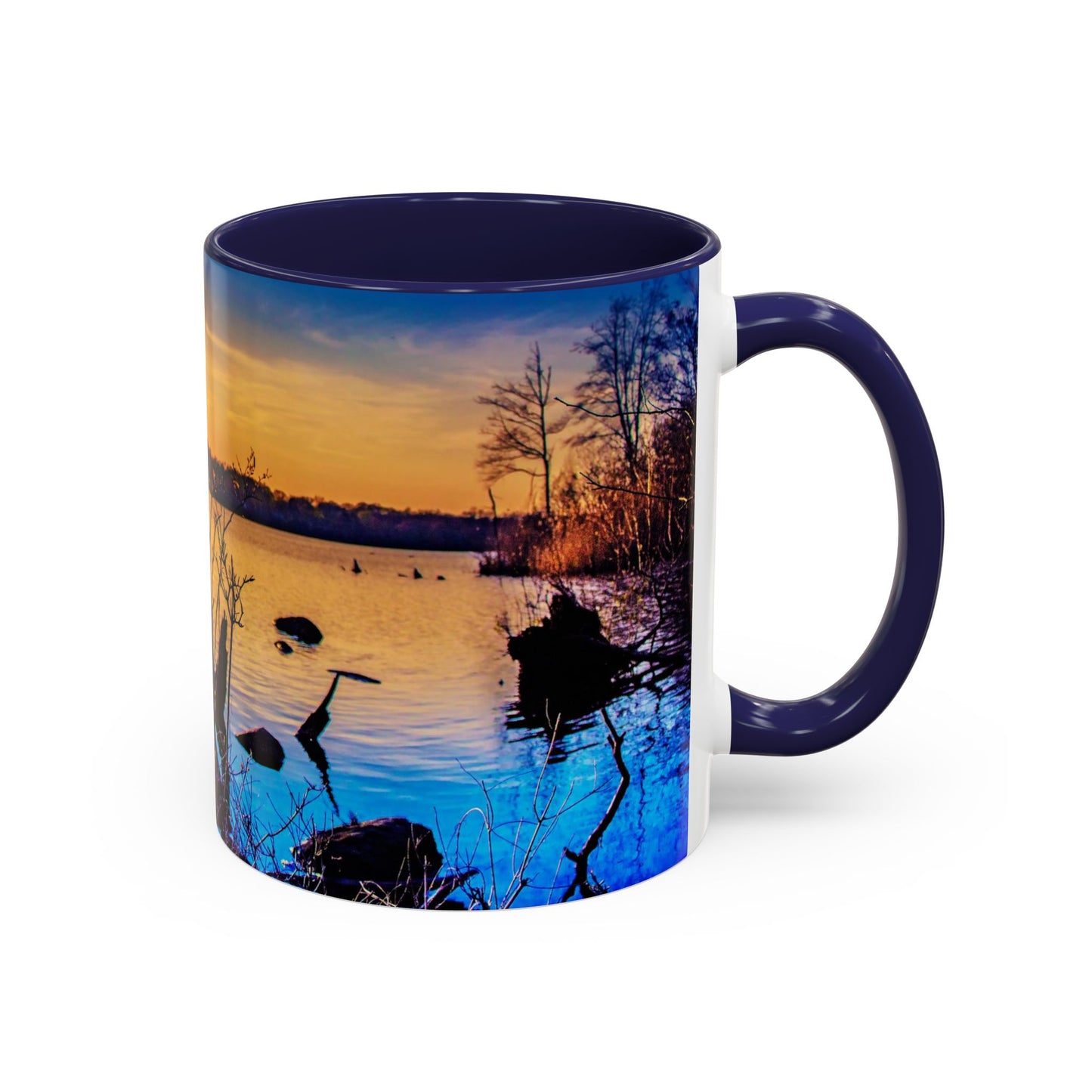 Two Tones, 11oz Accent, Ceramic Coffe Mug with Elegant High-Res, Full Color Natural Landscape Image.