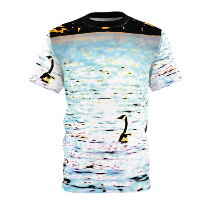 Swan Lake T-Shirt — Watercolor Sunset Nature Shirt