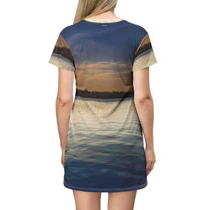 Sunset Lake Dress — Tranquil Golden Water View