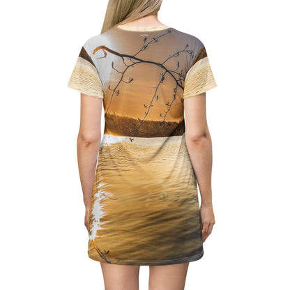 Sunset Lake Dress — Tranquil Golden Water View