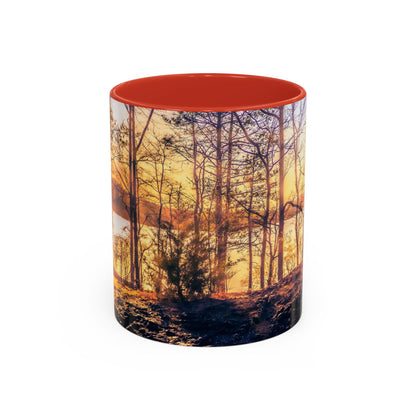 Two Tones, 11oz Ceramic Coffe Mug with Elegant High-Res, Full Color Natural Landscape Image.
