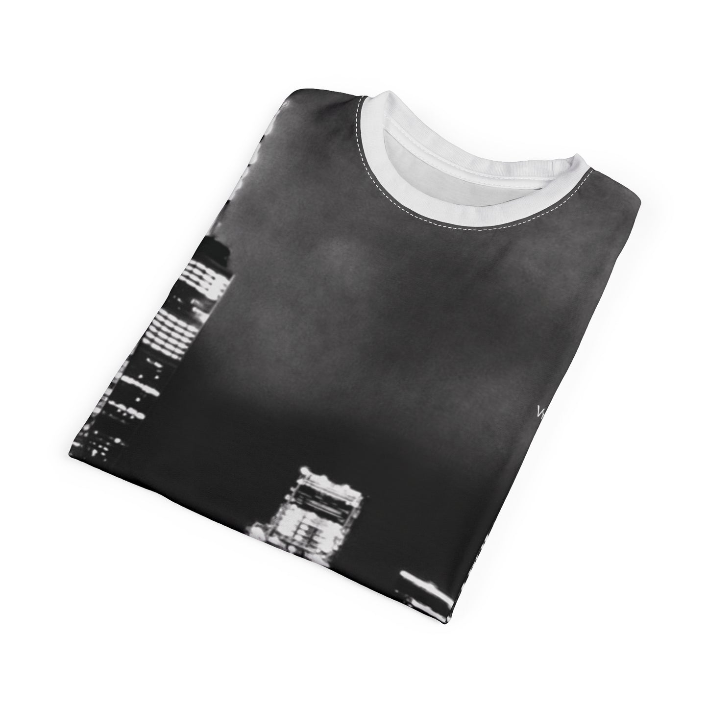 City Nightscape Tee — Black & White Skyline All-Over Print