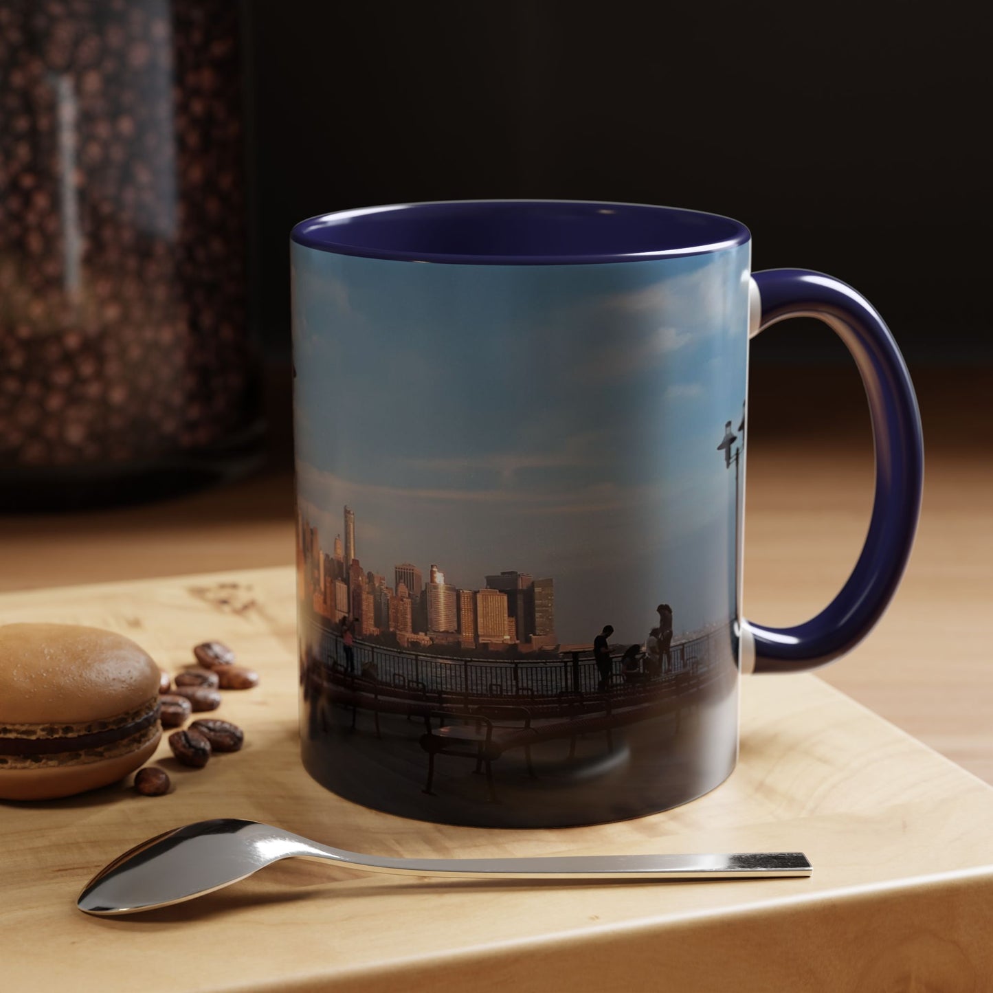 Two Tone Ceramic 11oz. Mug, Printed with a High-Res Image of  New  York City View.