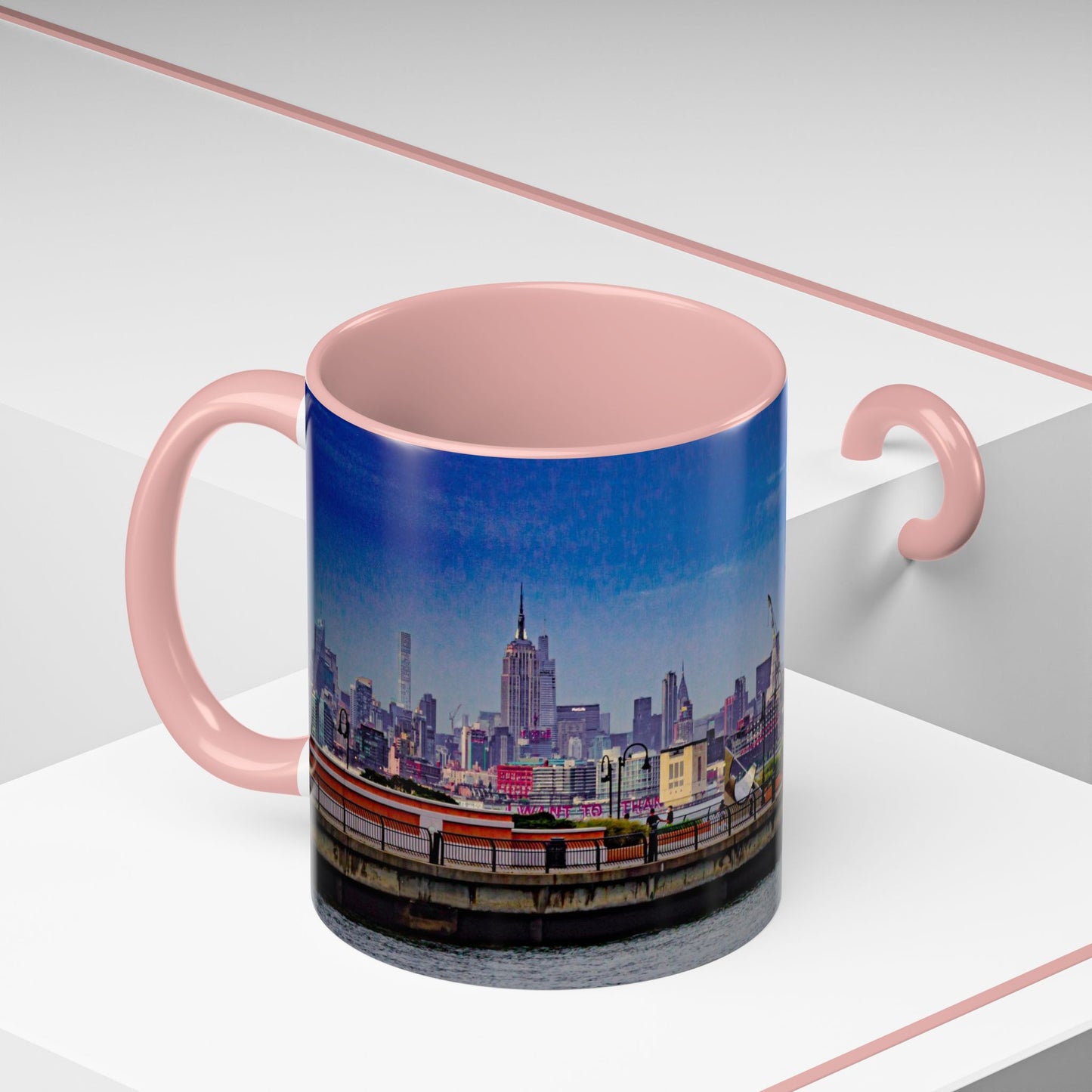 Two Tone 11oz Ceramic, Coffe Mug, Printed with a High-Res Elegant New New York City View Image