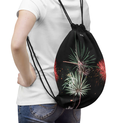 Drawstring Bag with Beautiful High-Res, Full Color Firework Image.