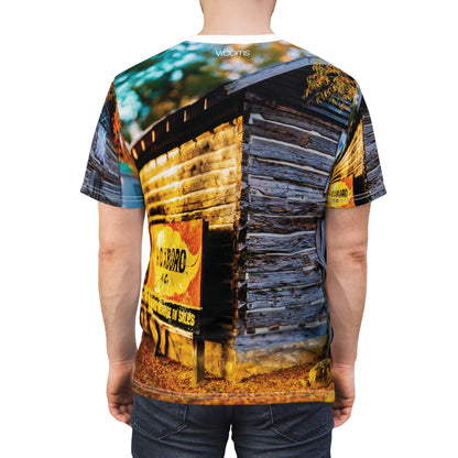 Rustic Cabin T-Shirt – Vintage Road Sign Woodland Shirt