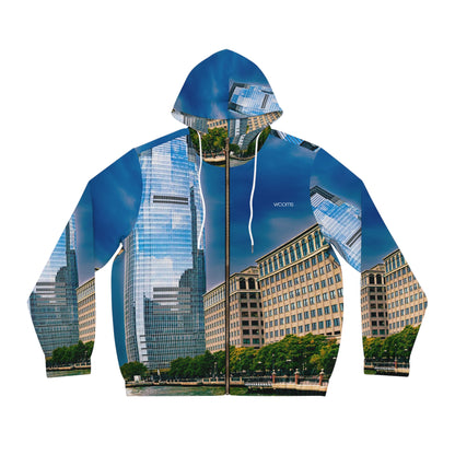 Cityscape Zip Hoodie - Urban Skyline