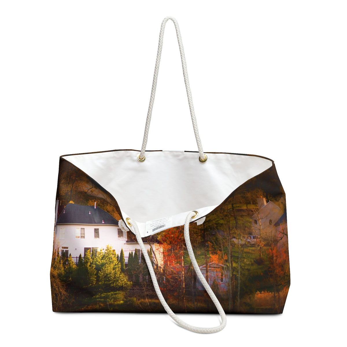 ¡Exquisito bolso de fin de semana de 24" x 13" con una exclusiva impresión de paisaje a todo color!